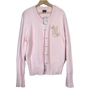 NWT Wicked Paul Tazewell GLINDA Pink Pearls Buttons Cardigan Women's XL